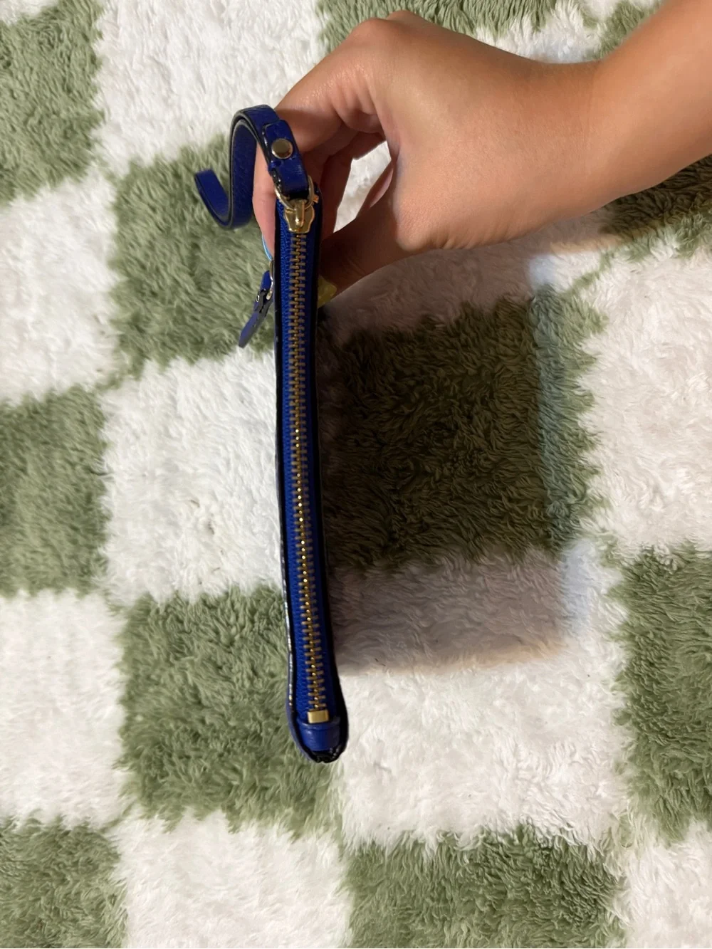 kate spade Electric Blue Pebbled Leather Wristlet Clutch